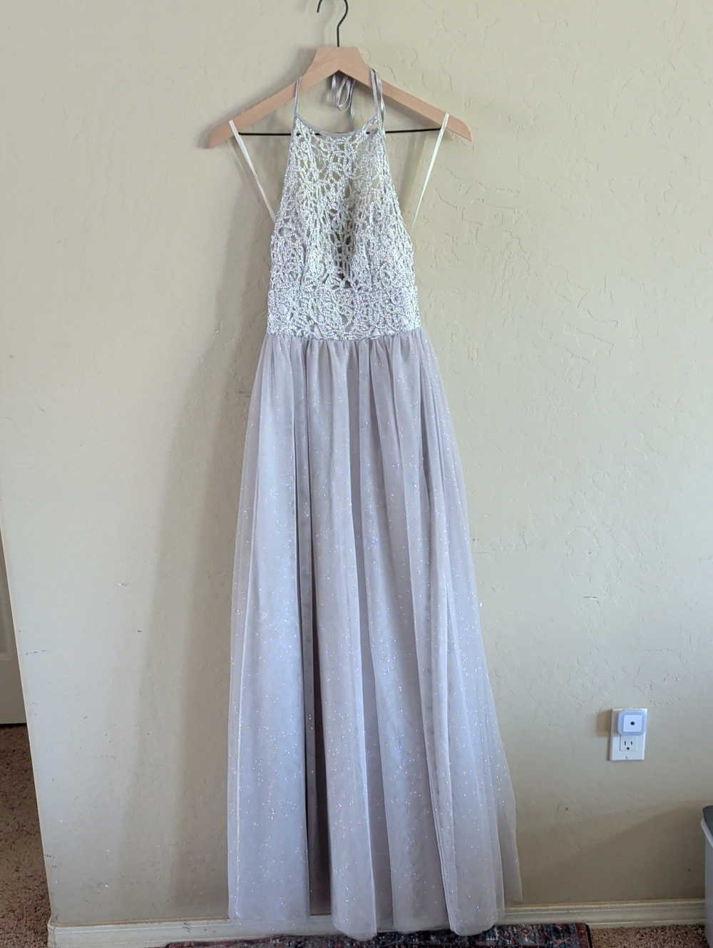 B. Darlin Silver Evening Dress Label